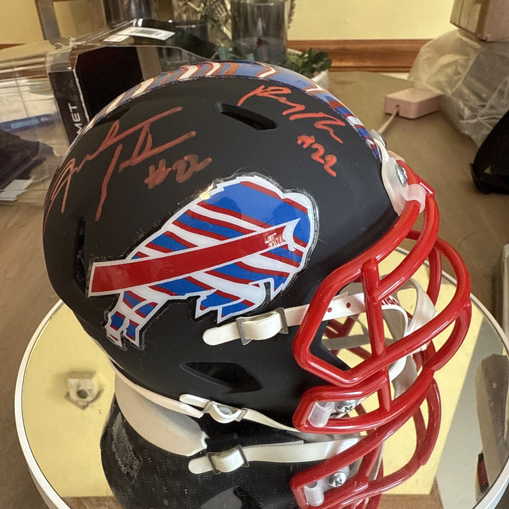 Fred Jackson/Ray Davis “ZUBAZ”Custom Signed Buffalo Bills Mini Helmet TSE Cert0