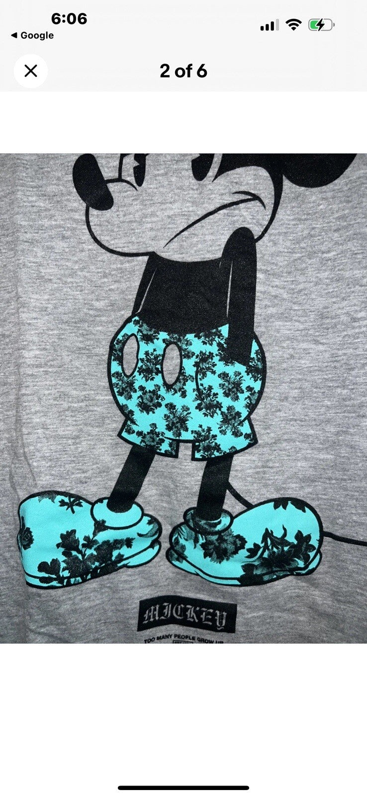 Mickey Mouse T-Shirt Size Large  NEFF DISNEY COLLECTION Gray color Men’s B 3444