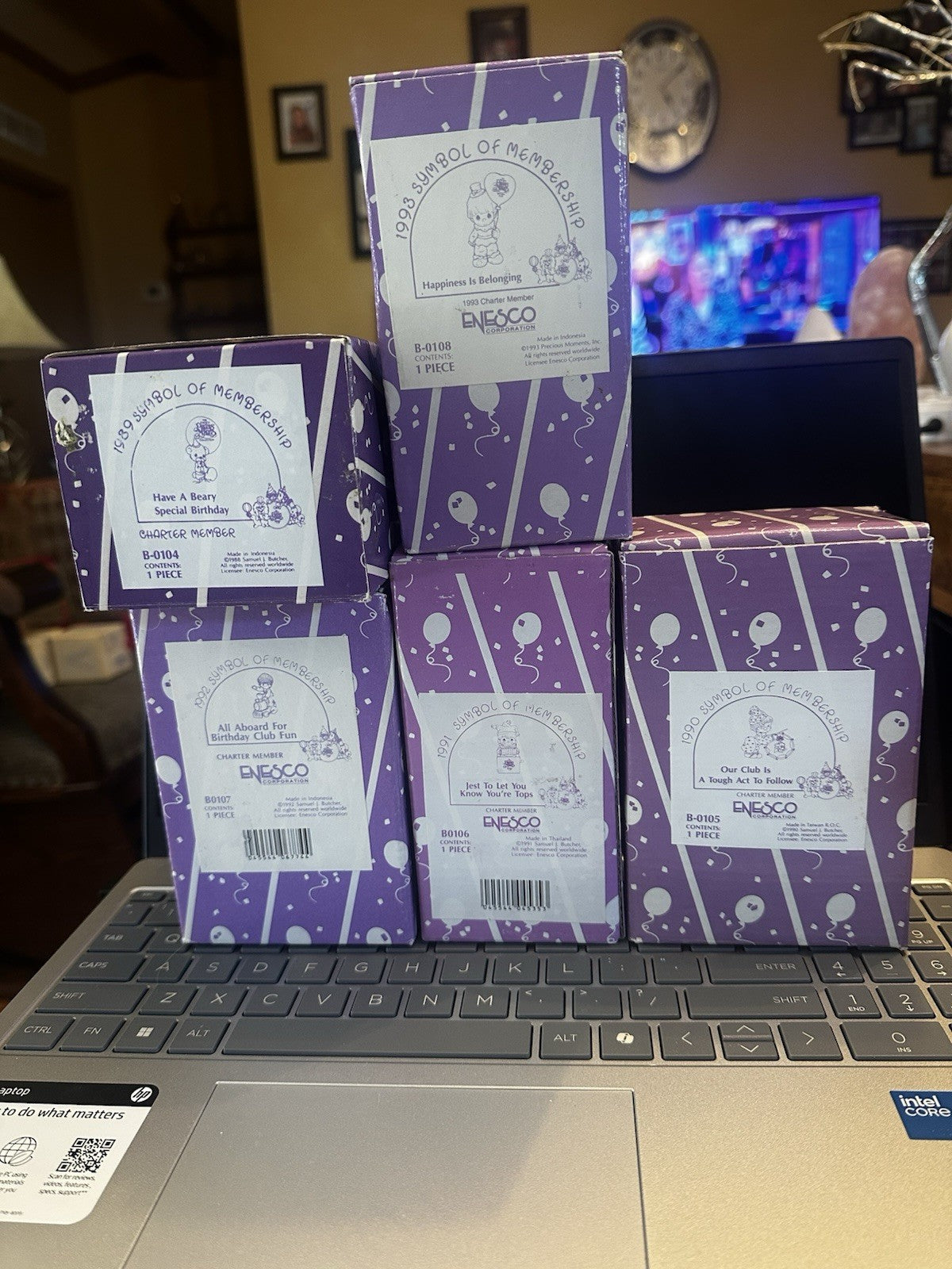 5 Precious Moments Member Only Figurines In Boxes B-0104 Through B-0108   XMAS0