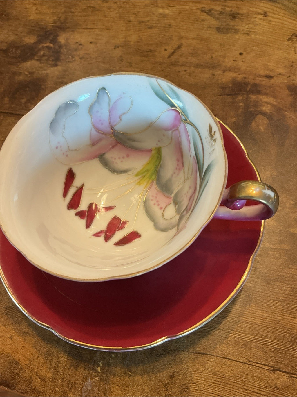 ROYAL SEALY  tea cup and saucer reddish Purple floral made Japan CHN 190