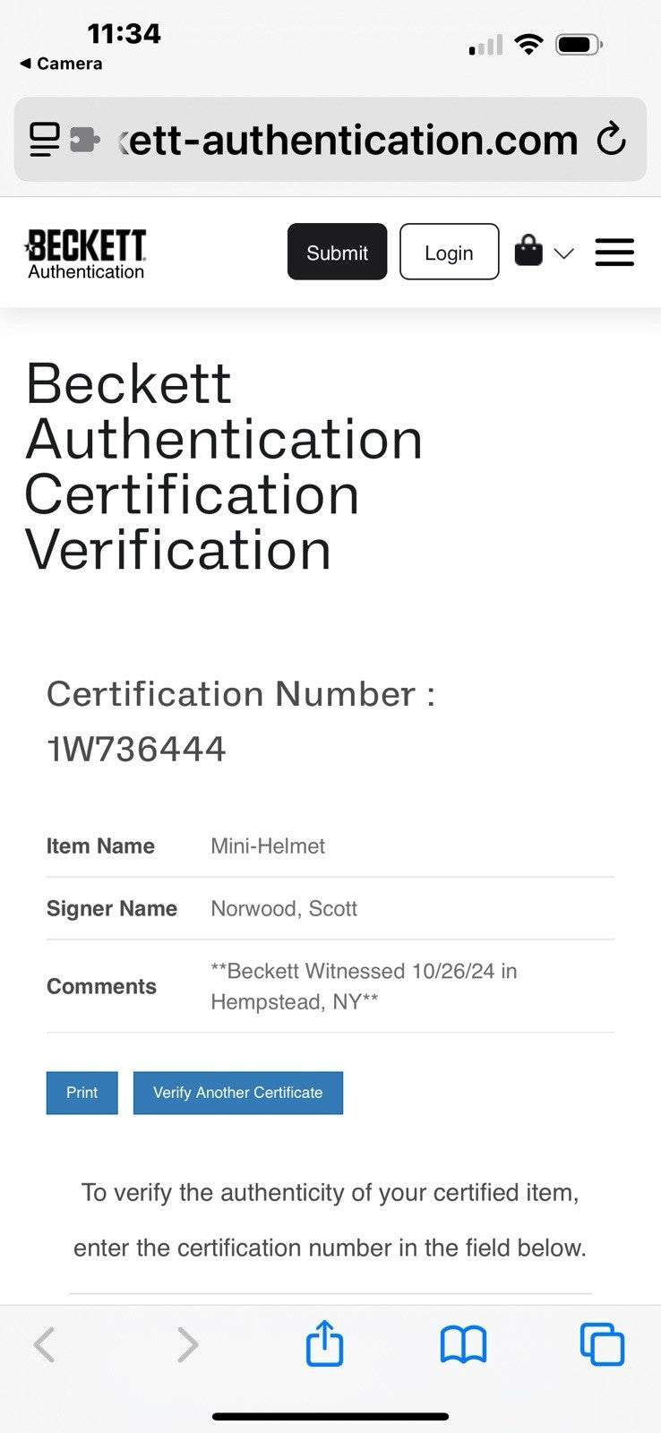 Scott Norwood Signed Auto Bills Mini Helmet With BAS COA4