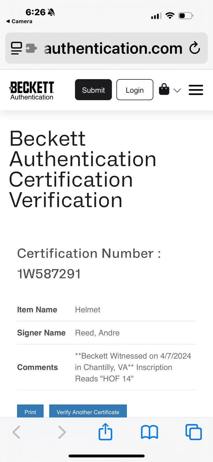 Andre Reed / Jame Lofton Signed Buffalo Bills  F/S Replica With HOF INSCRIPT COA3