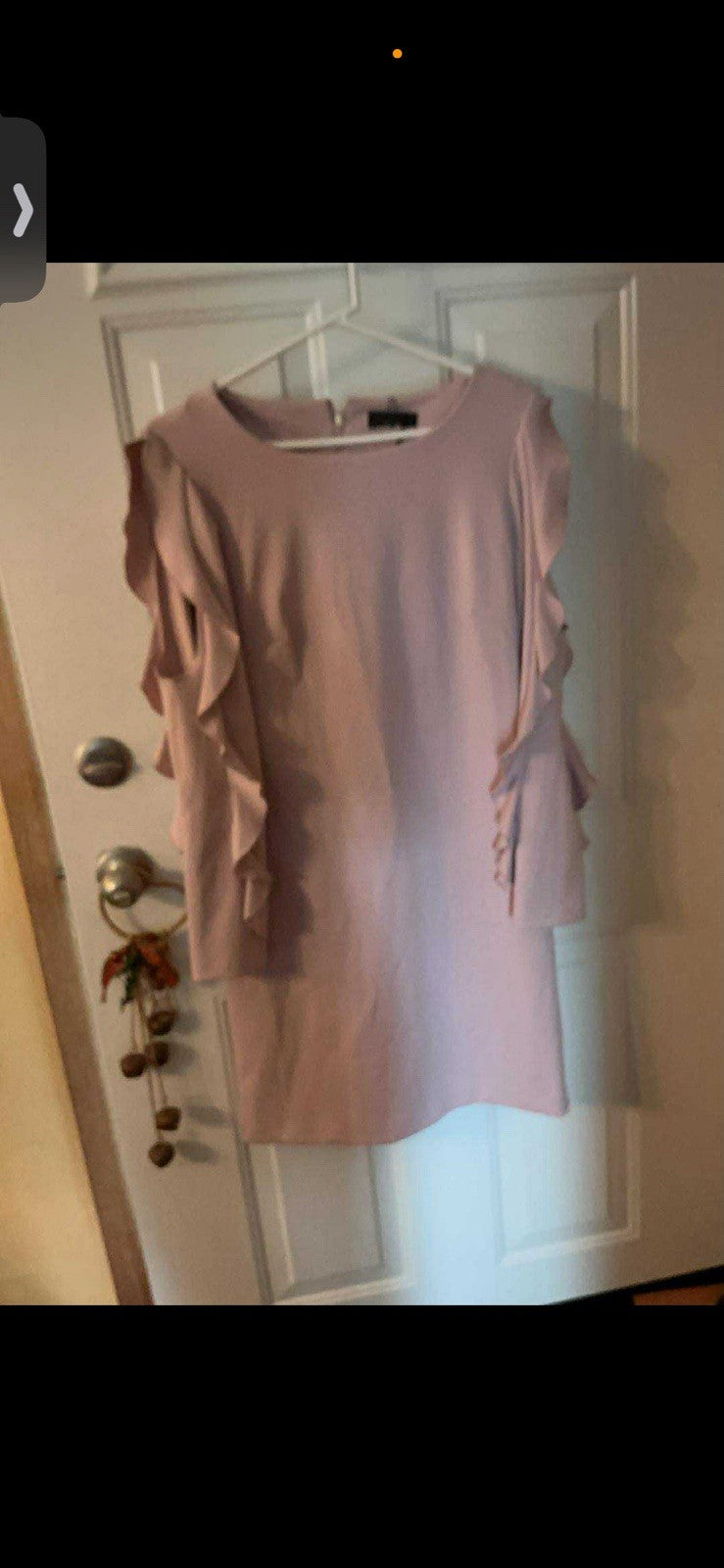 NWT $129:  Donna Karan New York Ruffled Cold-Shoulder Sheath  SZ 10 Mauve BIN 31