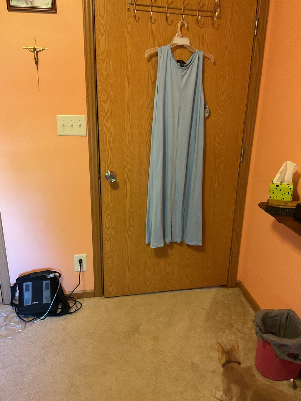 Daily Ritual Women's Round Neck Sleeveless Lt Blue Midi Tank Dress Small BIN 60