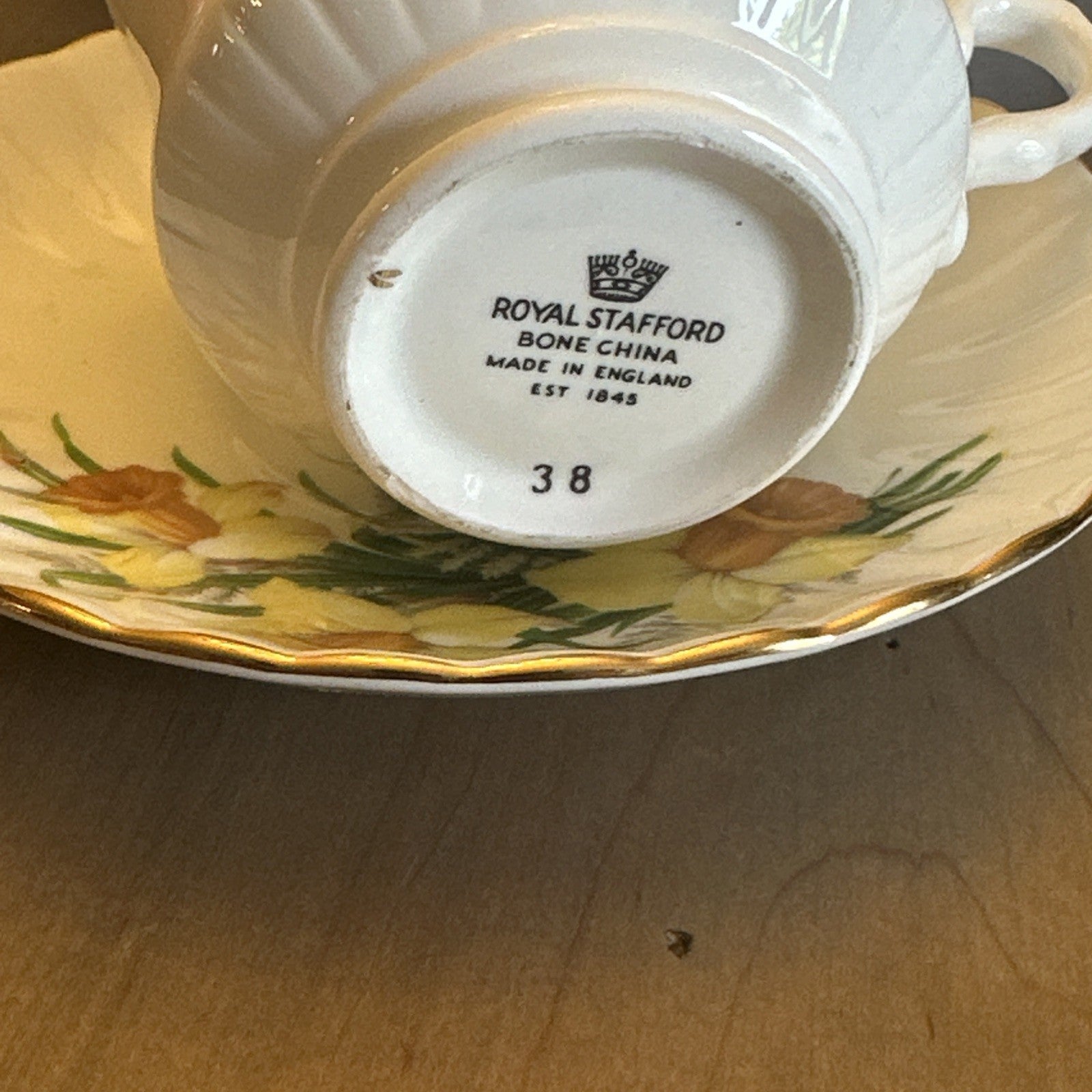 Vintage Royal Stafford Floral Bone China Tea Cup & Saucer England Made CHN 323