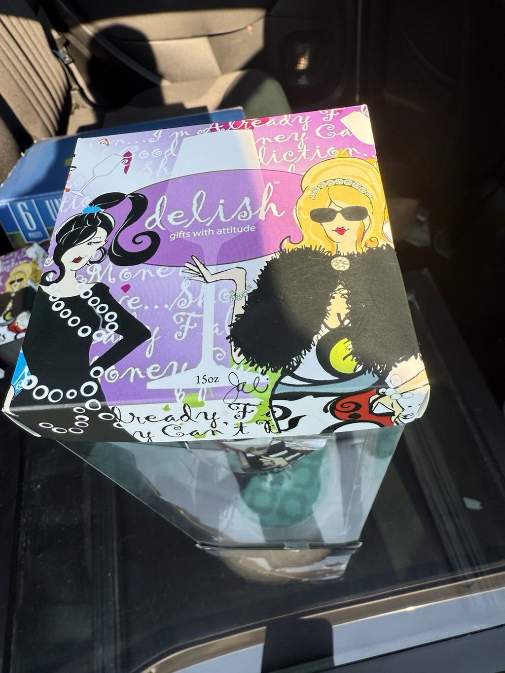 NIB NOVELTY DE-LITE HAND PAINTED “ITS MY PARTY” WINE GLASS CANDLE DESIGN BIN 990