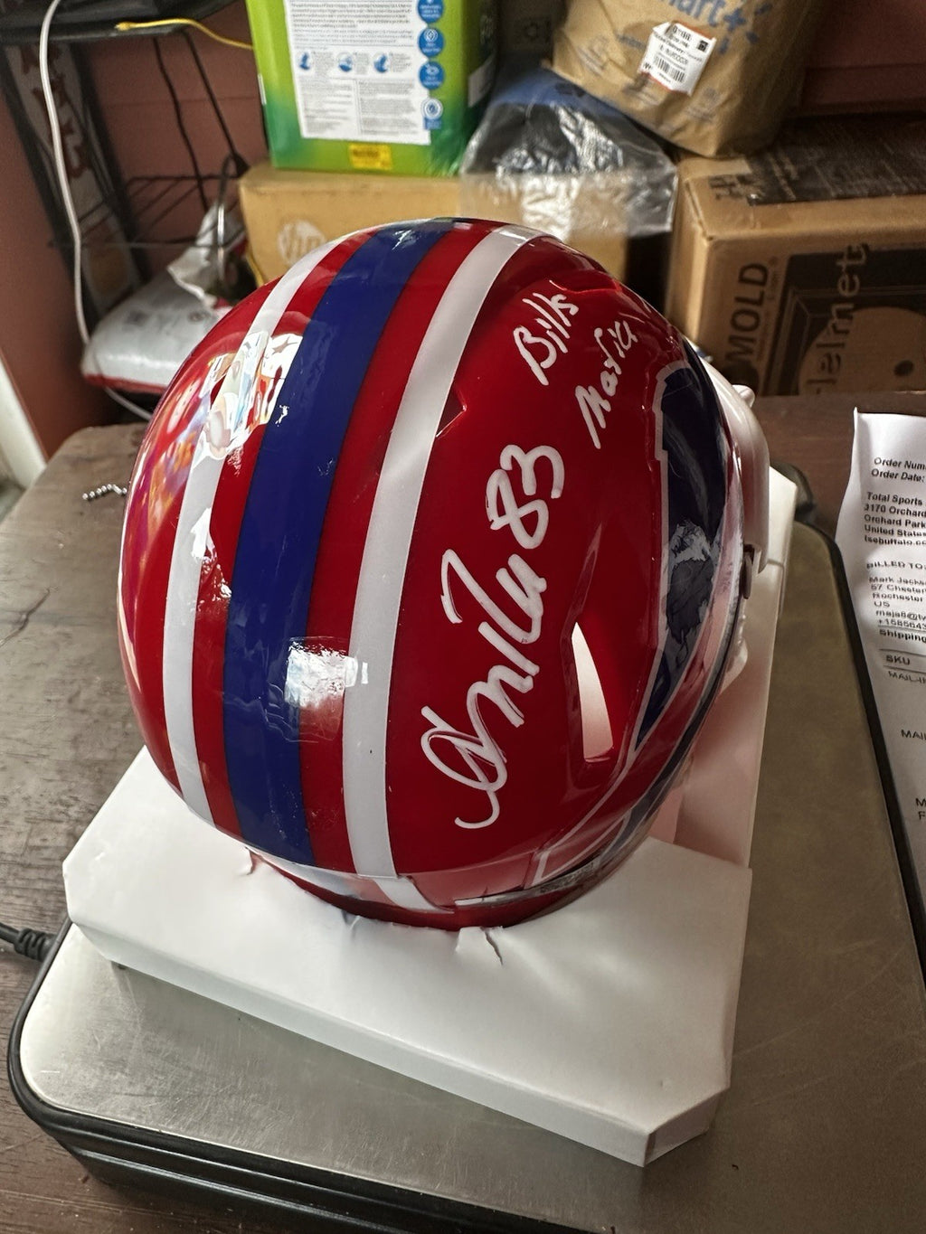 Andre Reed/Steve Tasker signed inscribed mini helmet Buffalo Bills TSE COA1