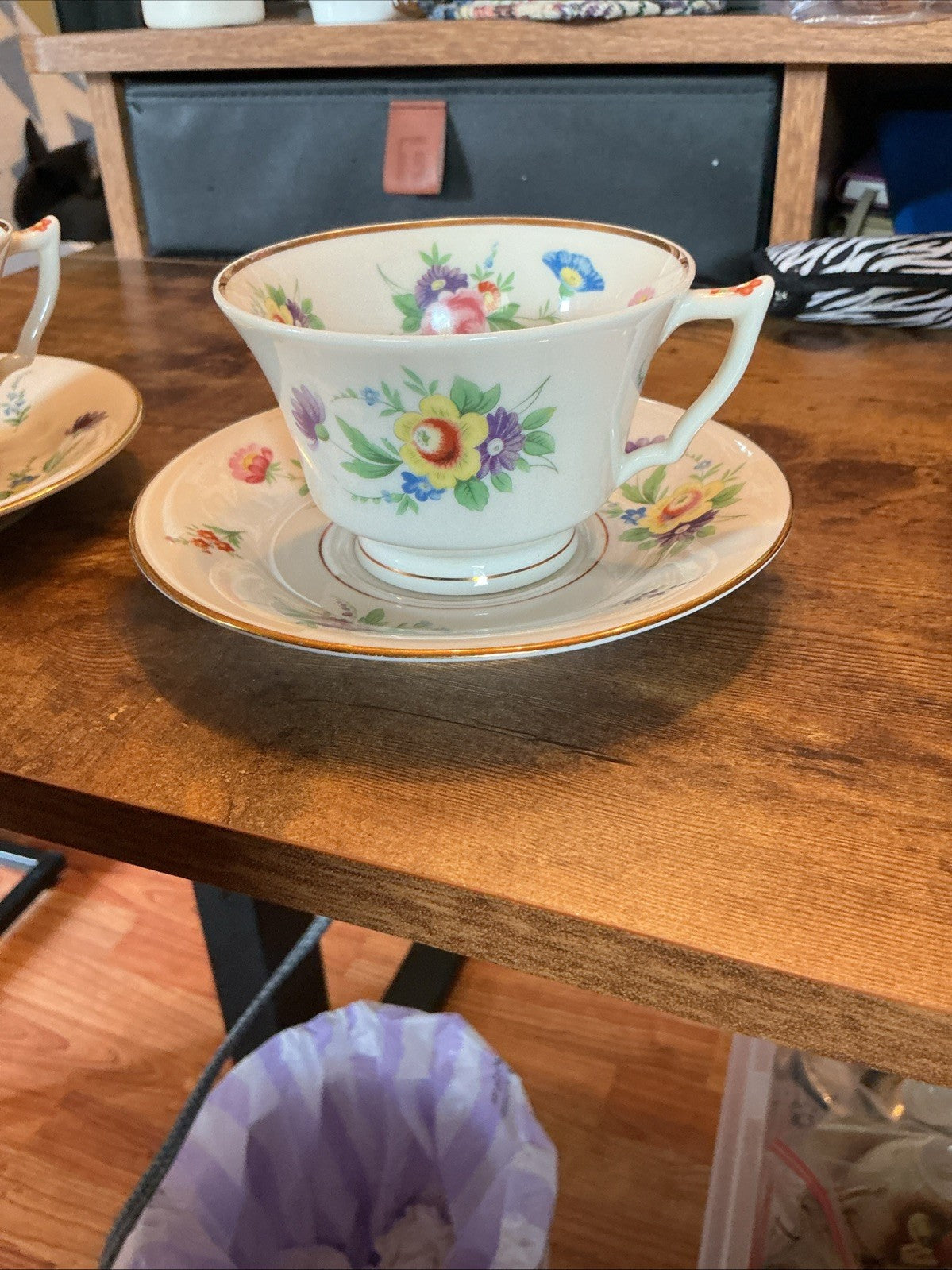 Syracuse China Selma Aberdeen Old Ivory Pattern  Teacup and Saucer. CHN 141