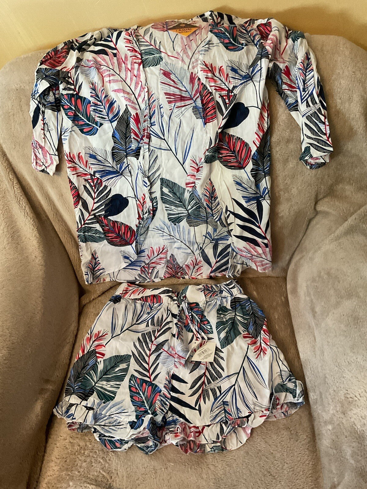 Sun& Fun Beach Cover Up Shorts Set Size M/L    B586 Long Bin1