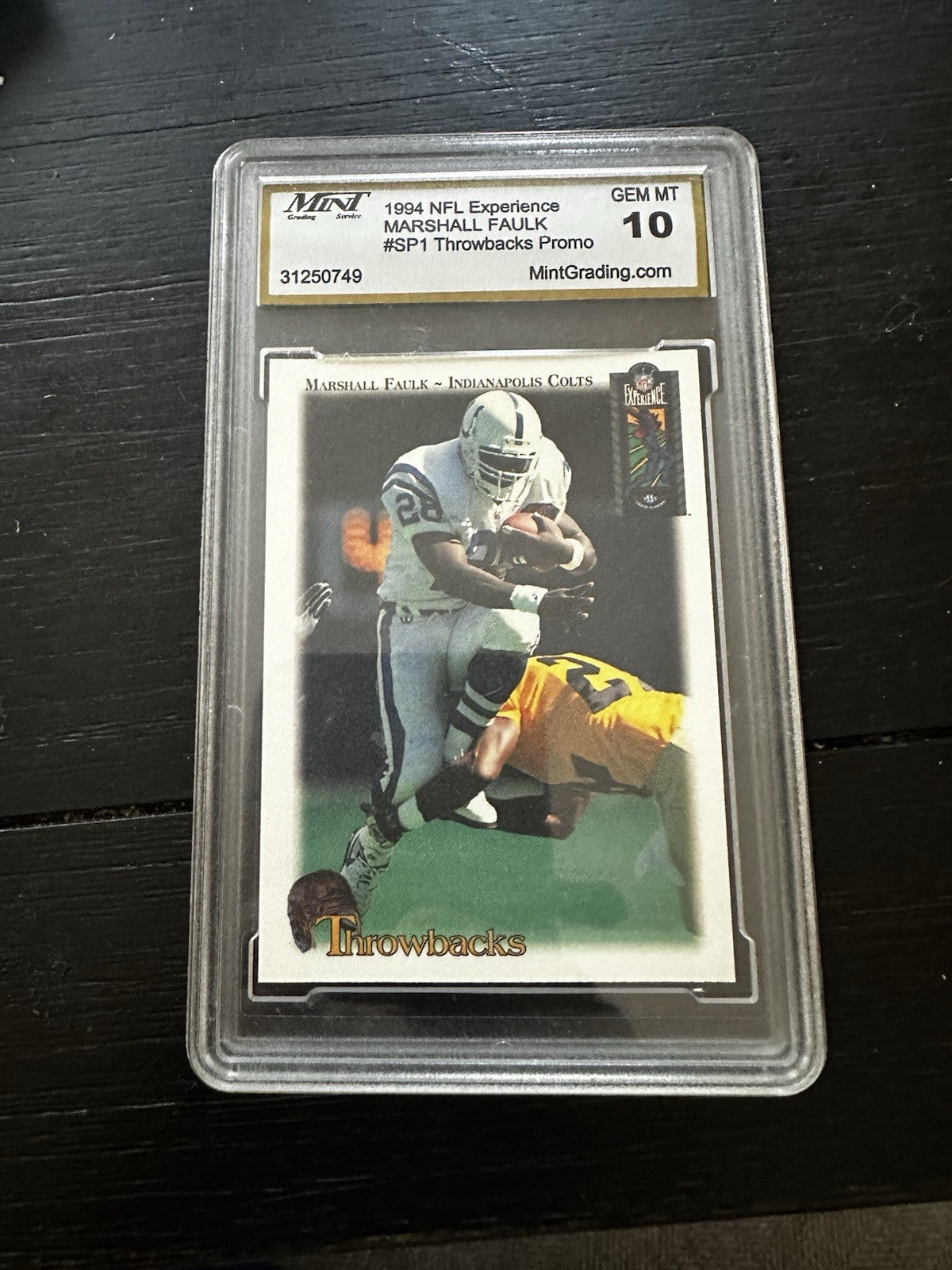 K348 FOOTBALL CARD - MARSHALL FAULK COLTS ROOKIE - 1994 CLASSIC - GRADE 10 SPC-12