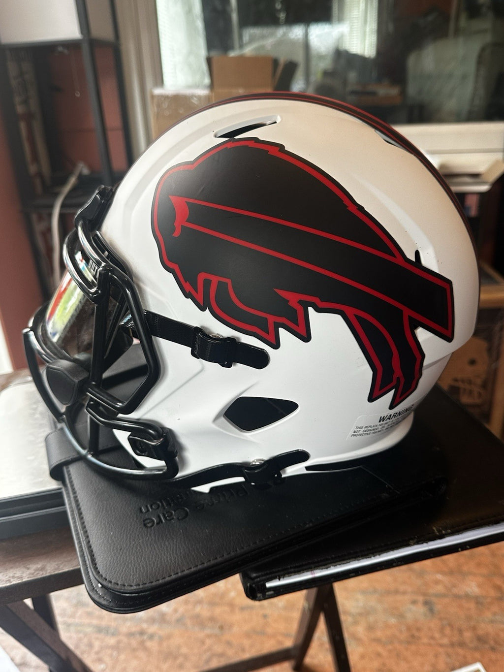 BUFFALO BILLS GREG ROUSSEAU SIGNED Lunar Eclipse F/S  REP HELMET Inscription COA2