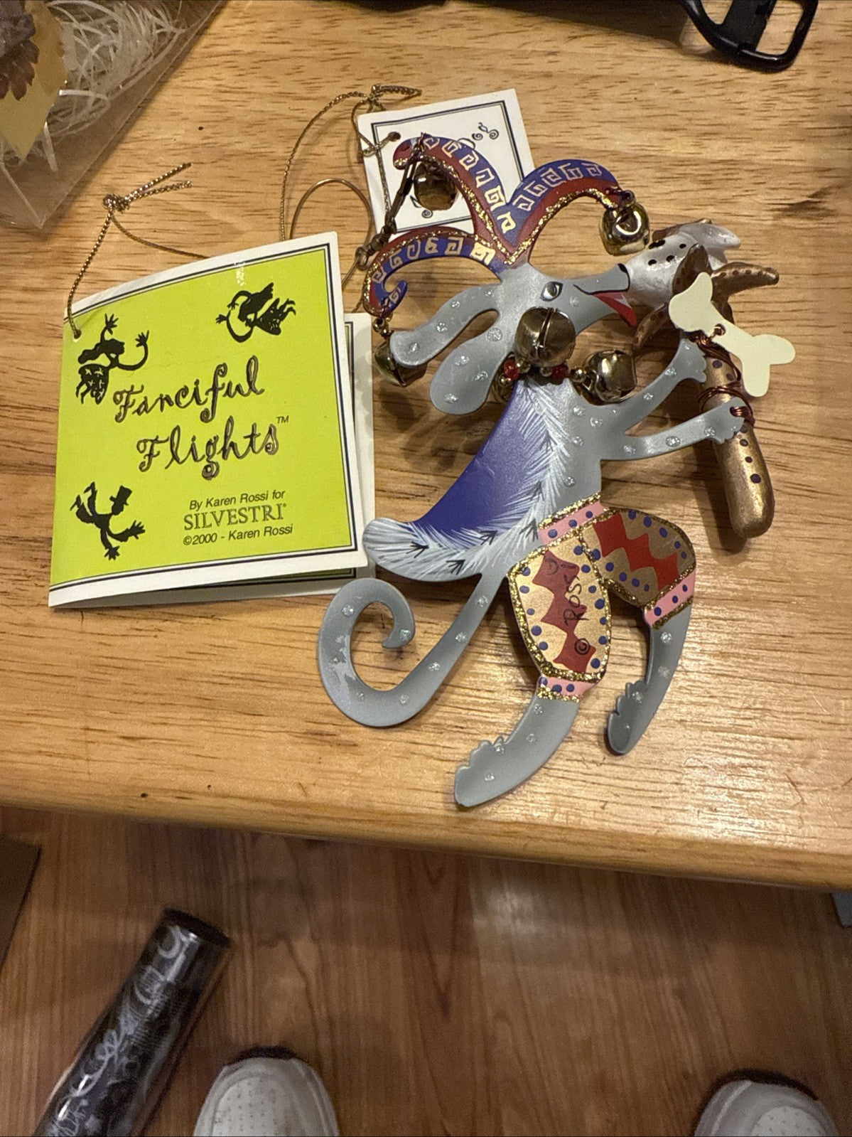 FANCIFUL FLIGHTS KAREN ROSSI JESTER DOG  WHIMSICAL ART SYLVESTRI BOX TAGS BIN 230