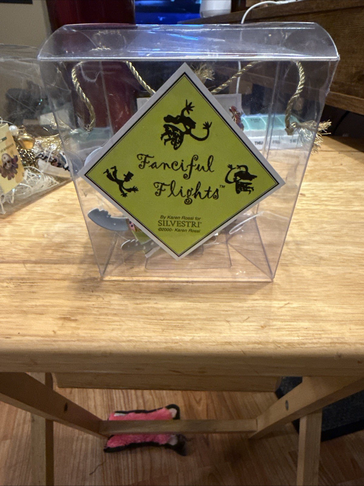 FANCIFUL FLIGHTS KAREN ROSSI JESTER DOG  WHIMSICAL ART SYLVESTRI BOX TAGS BIN 231