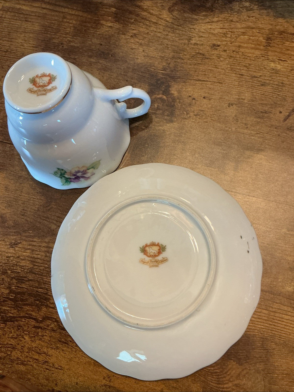 Royal Sealy Purple Floral Teacup Cup & Saucer Vtg CHN 21 WHT 12