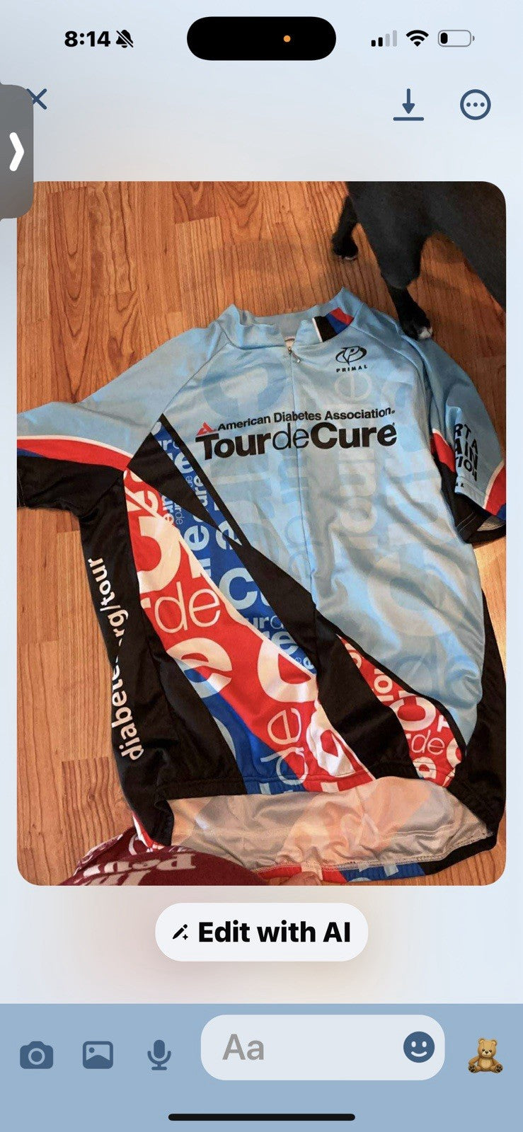 Primal Cycling Jersey Mens XL Tour de Cure Blue Full Zip Riding Biking BIN 30