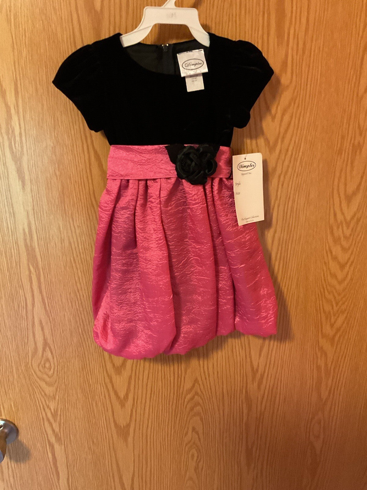 Dimples Size 12 Mo. Party Dress Black Velvet With Pink Skirt BIN 60