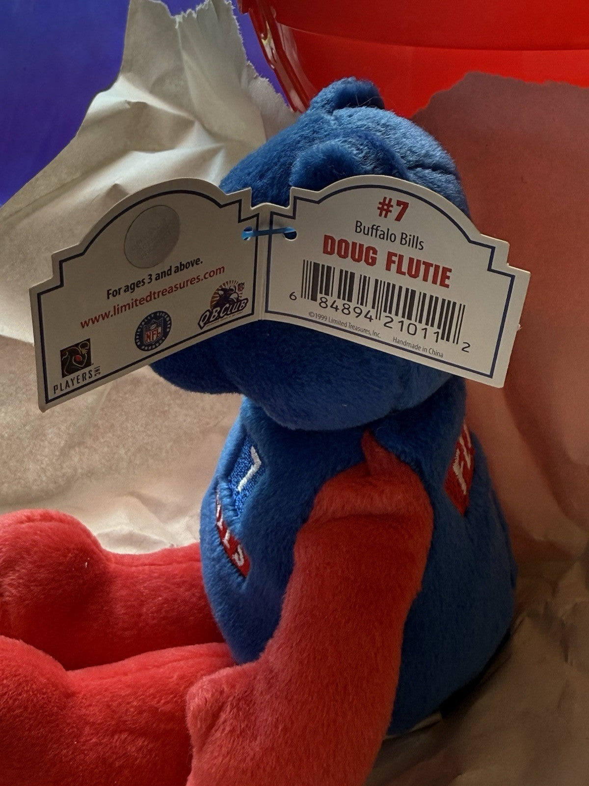 VTG  NFL Buffalo Bills Doug Flutie #7 Limited Treasures Bear 1999 Plush BIN 993