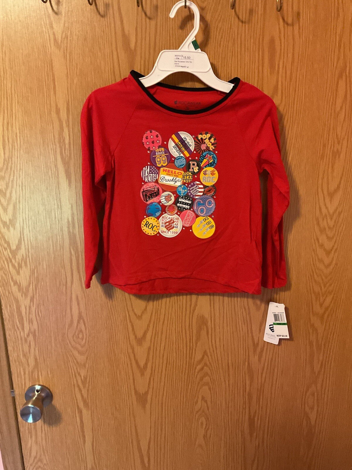 Rocawear Red Long Sleeve Unisex Shirt Size 6 L  Rocawear Logo 2 Available BIN 61