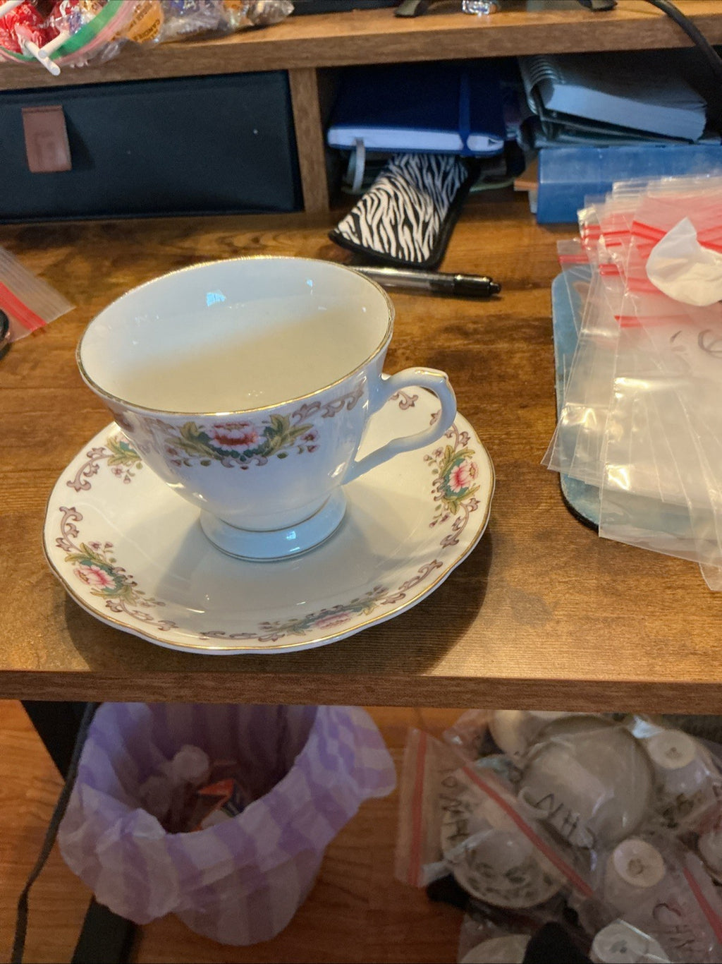 Nanjing Pagoda Lotus Flower Teacup and Saucer. CHN 110