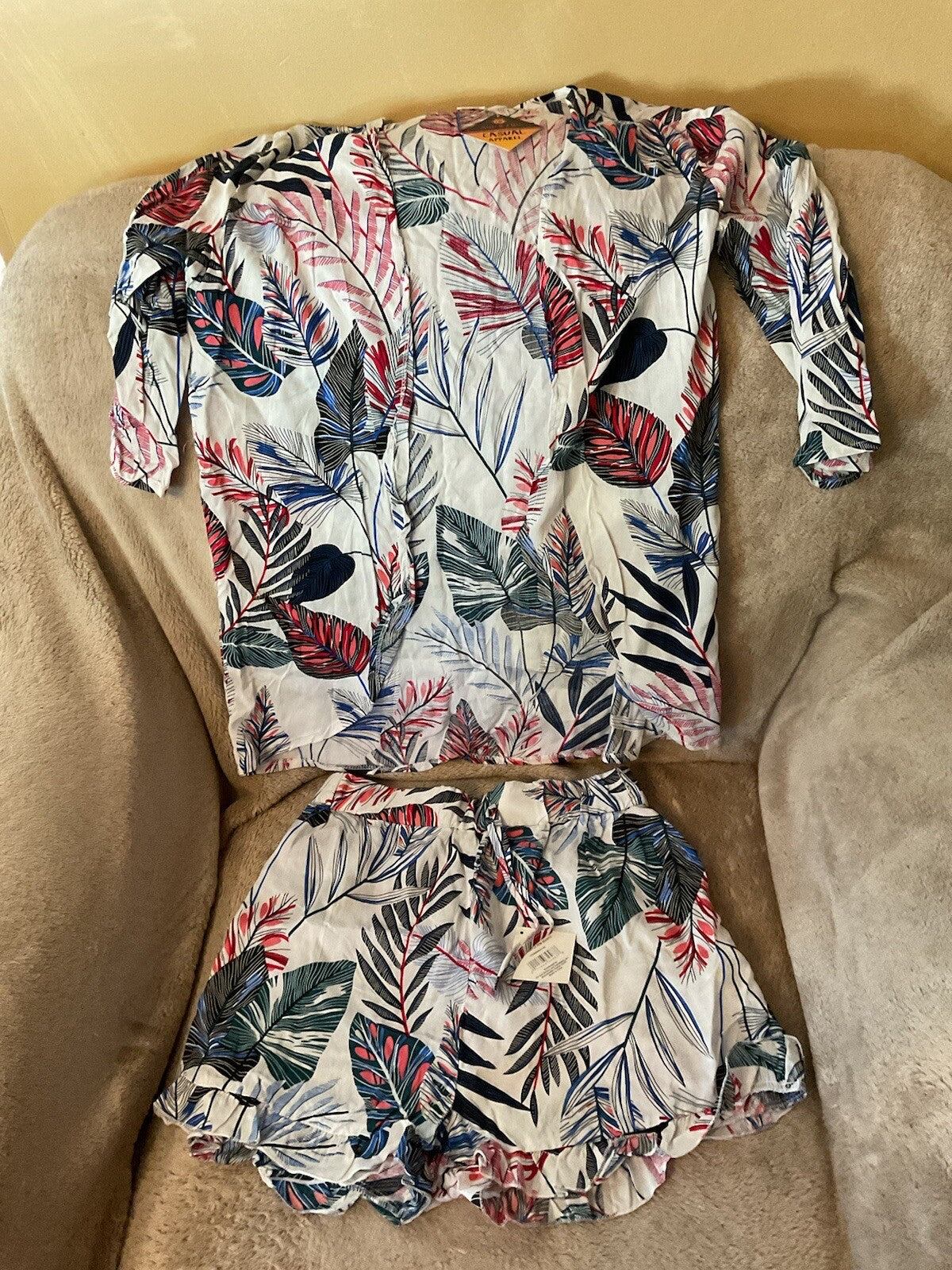 Sun& Fun Beach Cover Up Shorts Set Size M/L    B586 Long Bin0