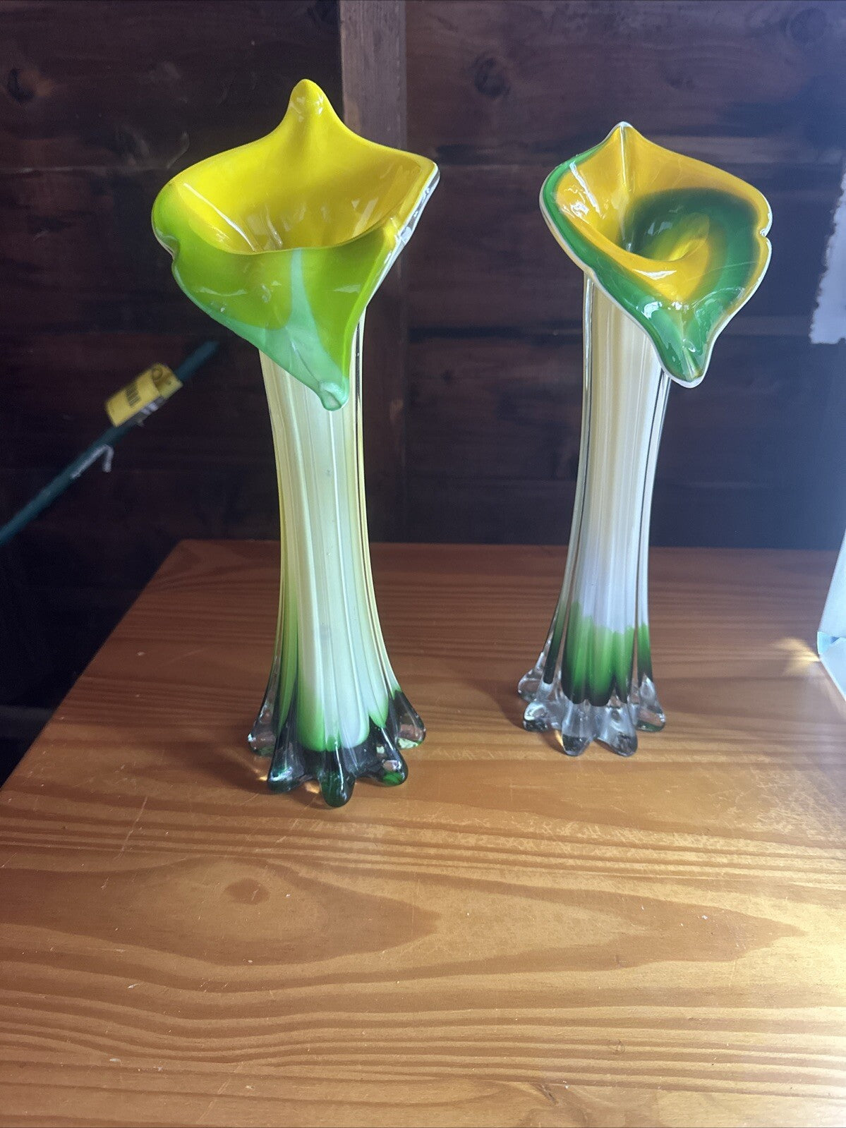 HAND BLOWN VINTAGE ART GLASS CALLA LILY 12" TALL MULTICOLOR VASE2