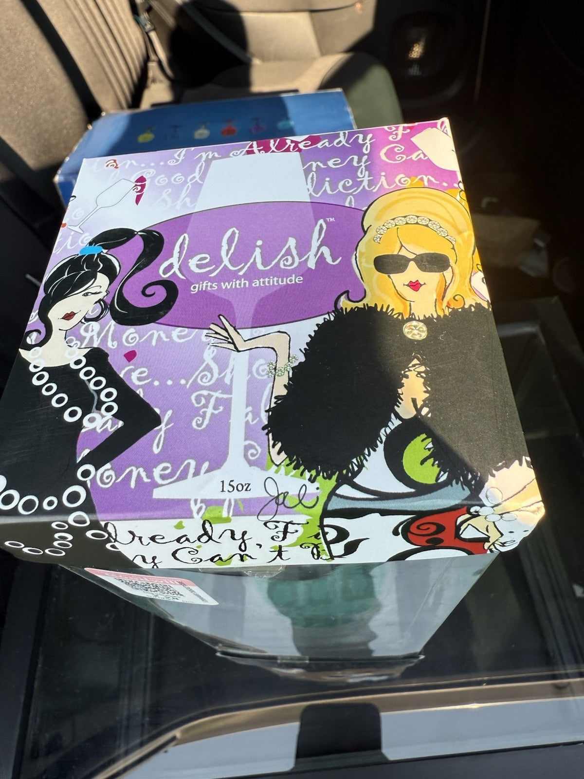 2 NIB NOVELTY DE-LITE HAND PAINTED WINE GLASSES BIN 991