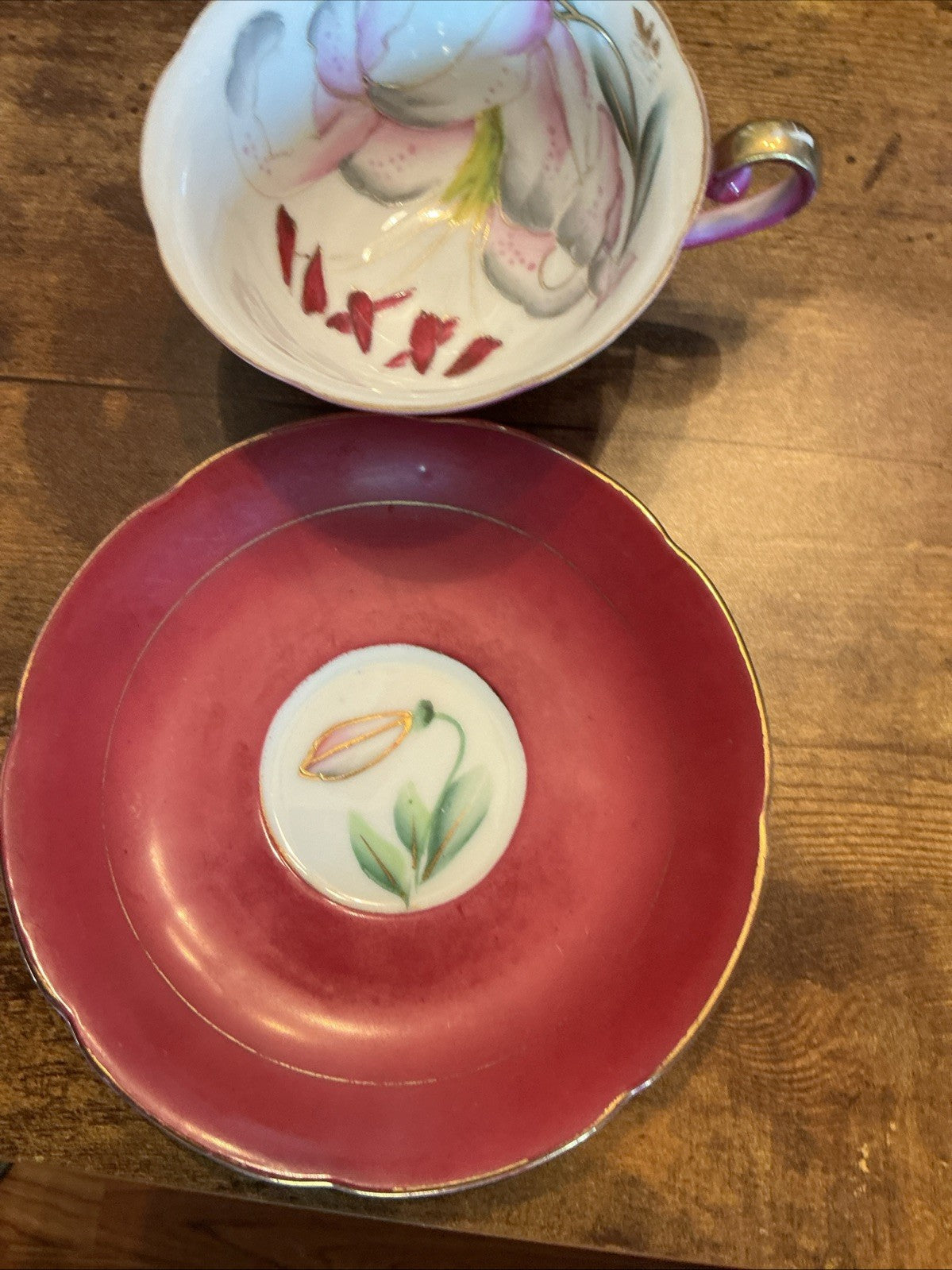 ROYAL SEALY  tea cup and saucer reddish Purple floral made Japan CHN 191