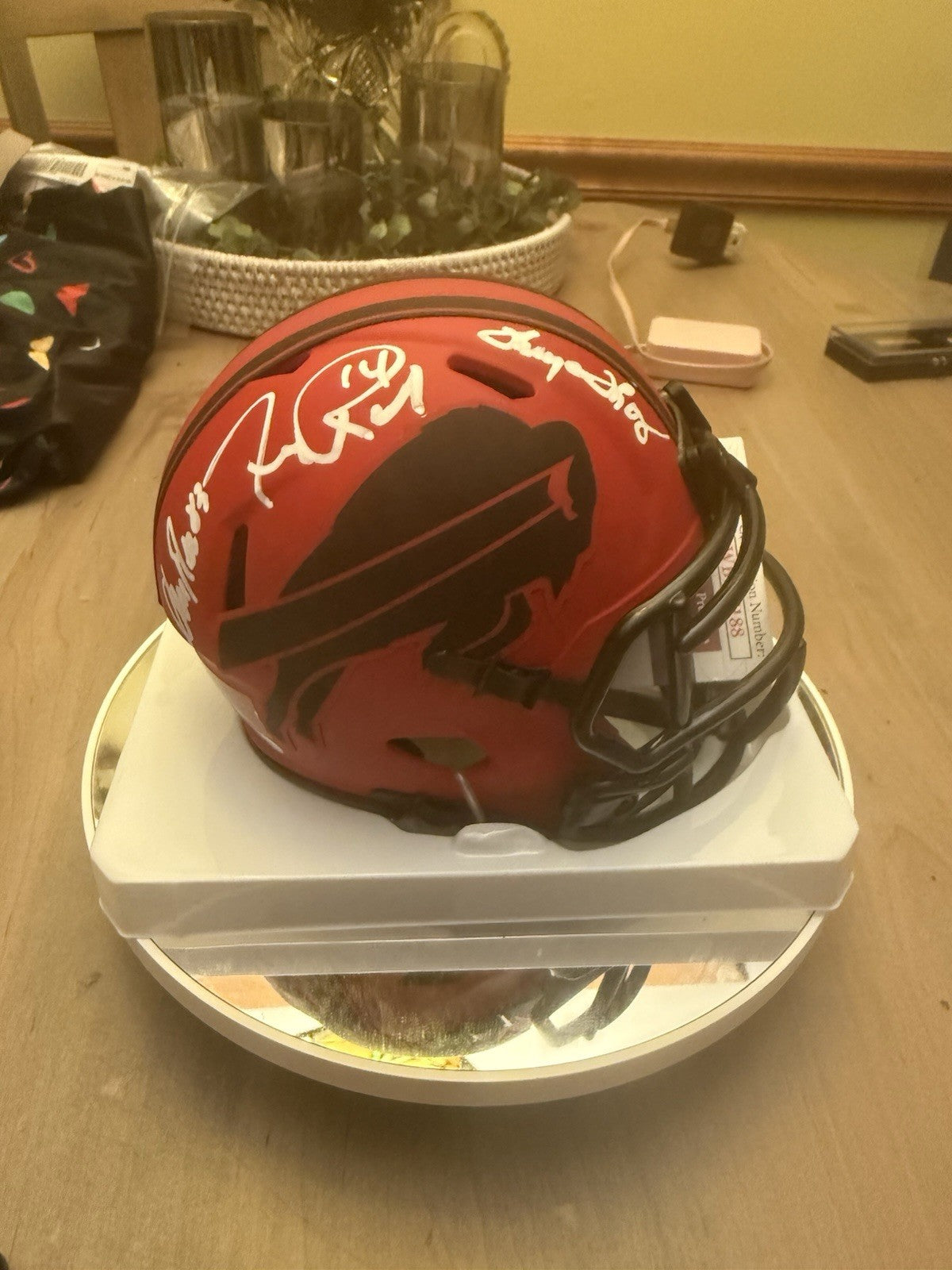 Reed/Thomas/Reich Autographed Buffalo Bills Rave Speed Mini Helmet- JSA/TSE COA3