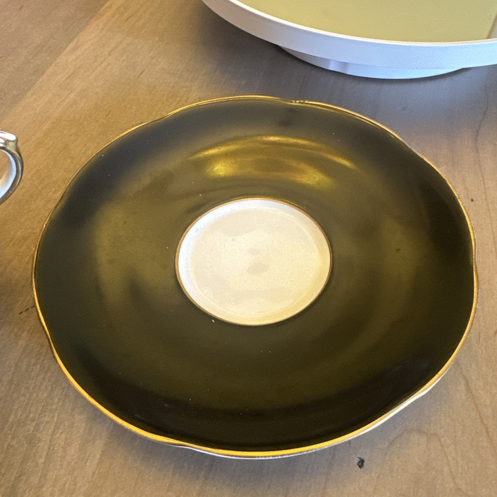 VTG Adderley Bone China Porcelain Cup & Saucer Black w/ Rose Decoration CHN 571