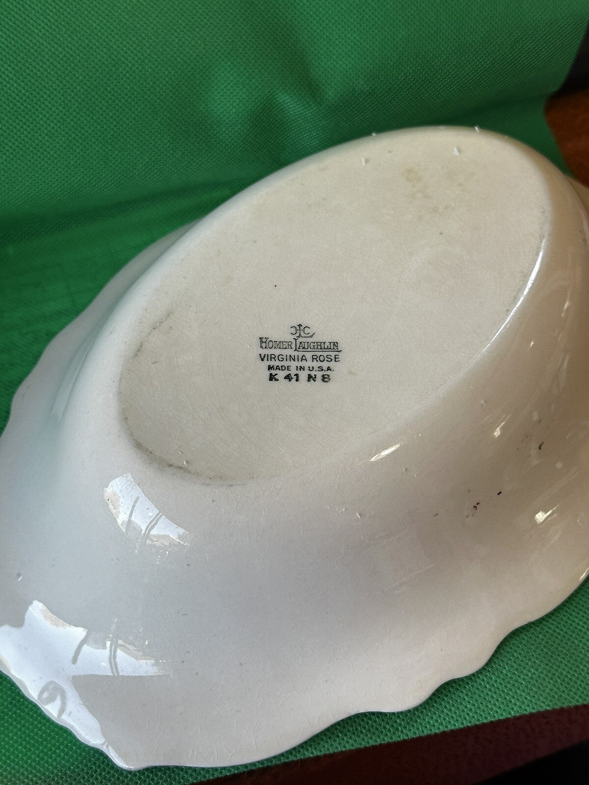 Vintage 1930'sHomer Laughlin "Virginia Rose" Oval Serving Bowl Platinum Trim3