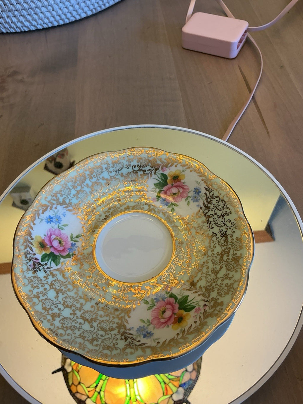 Royal Standard Teacup and Saucer Pink Rose Gold Accents CHN 332