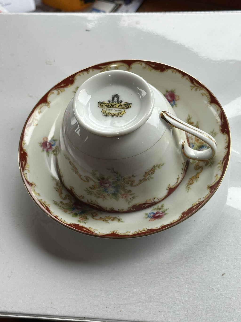 Harmony House Wembley Pattern TEACUP & SAUCER Japan Vintage3