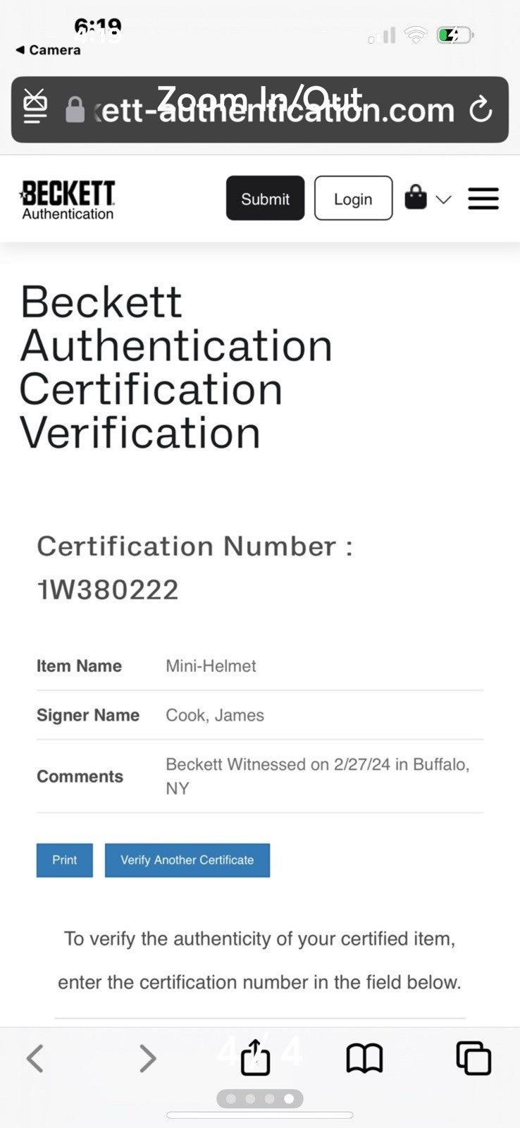 Mini JAMES COOK BUFFALO BILLS SALUTE THE SERVICE MINI HELMET - BAS COA3