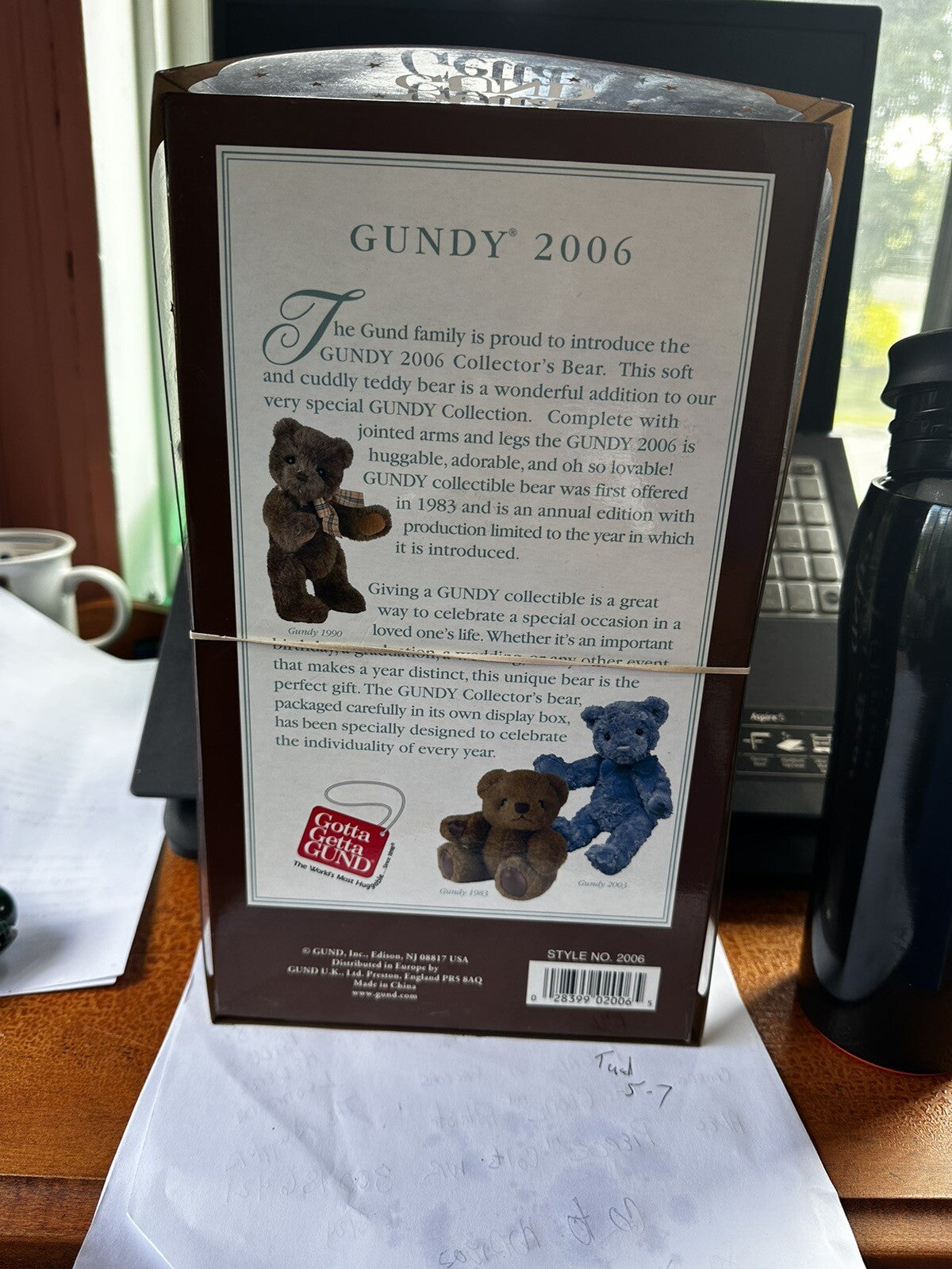 Fluffy RARE VINTAGE GUND - White GUNDY BEAR - #2006 - 9 1/2" - 2006 - Original1