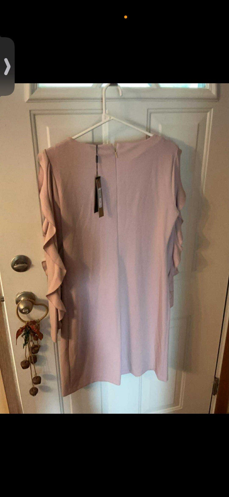 NWT $129:  Donna Karan New York Ruffled Cold-Shoulder Sheath  SZ 10 Mauve BIN 30