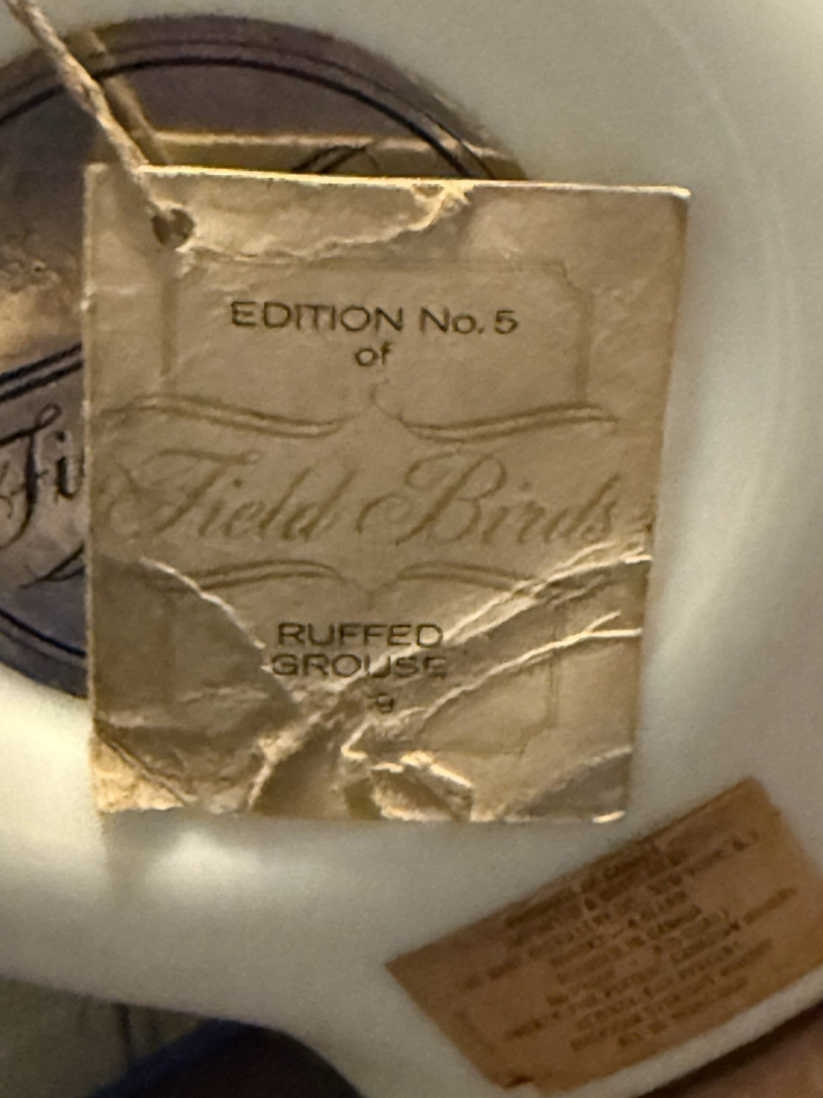 Vtg Field Birds Milk Glass Whiskey Decanter Hand Painted Ruffed Grouse 19693