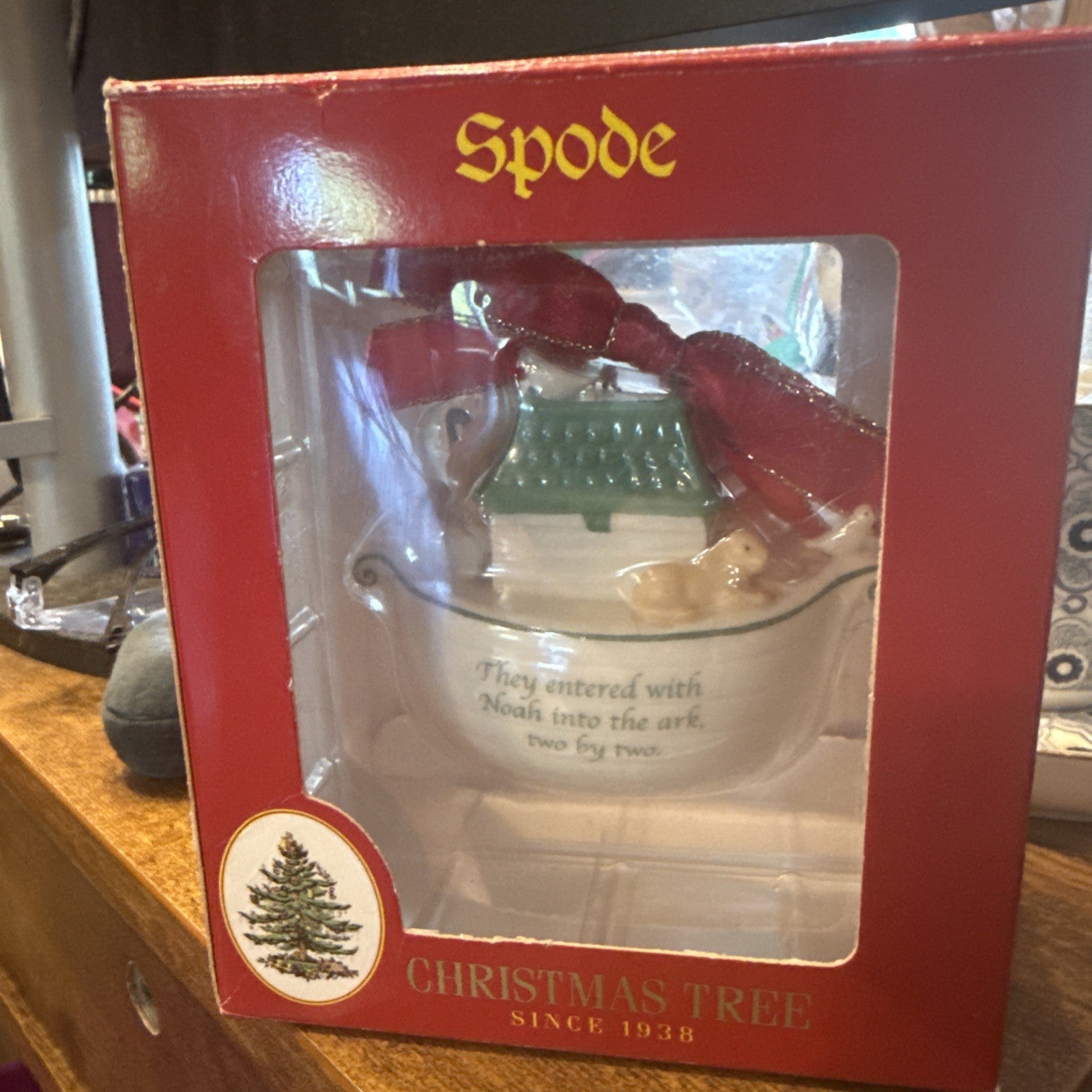 Spode Noah's Ark Christmas Ornament England Porcelain Figurine Two by Two BIN 991