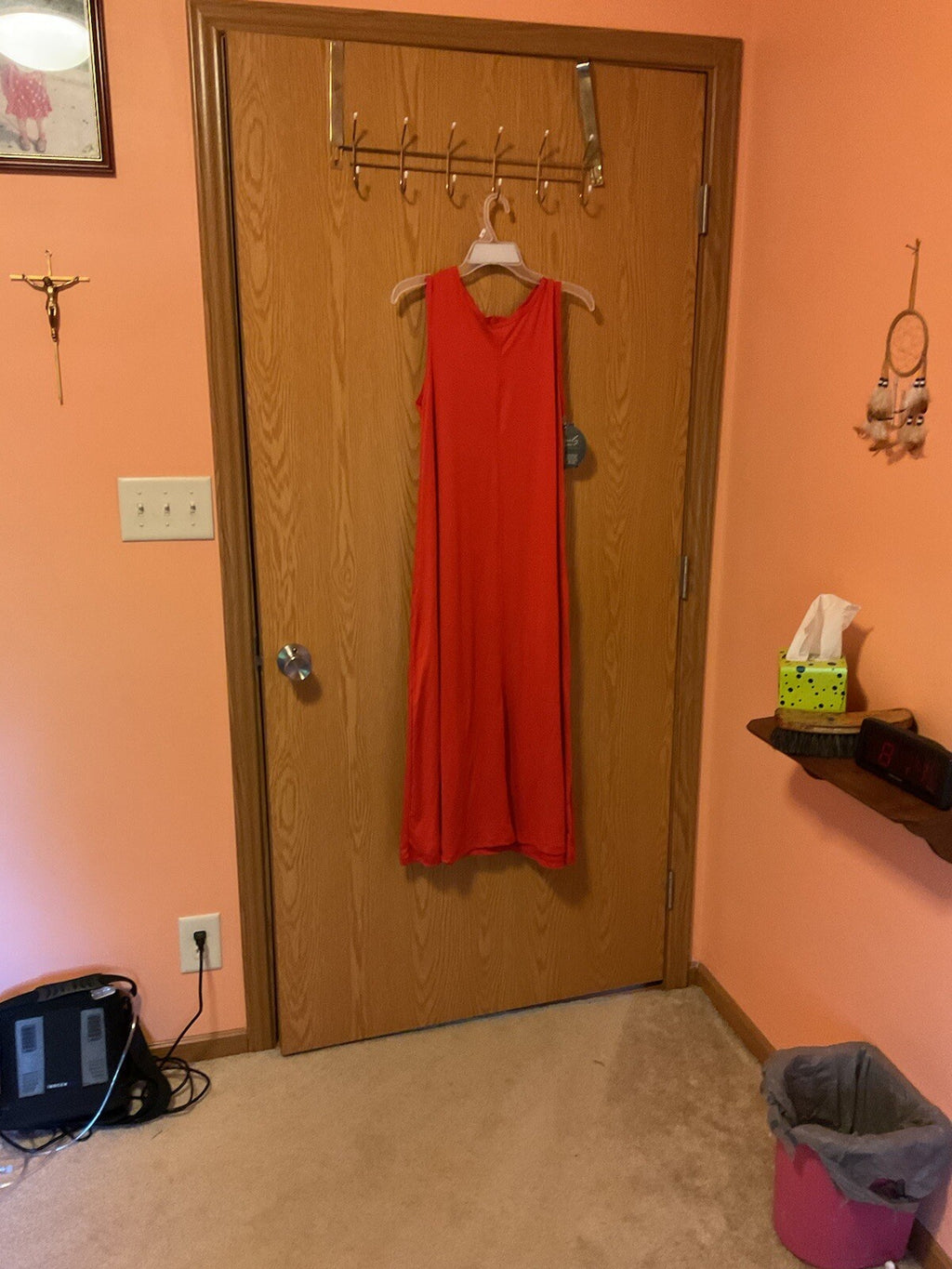 Daily Ritual Women's  Red Round Neck Sleeveless  Midi Tank Dress Small BIN 60