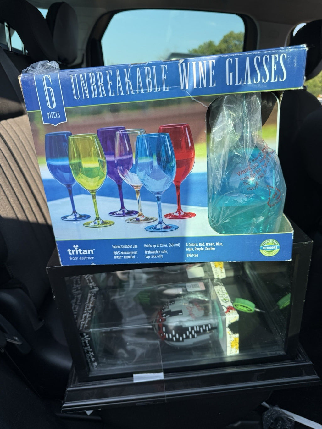 Tritan 6 piece Shatterproof BPA-free 20 oz Wine/Water Goblets 6 color pk SHE 40