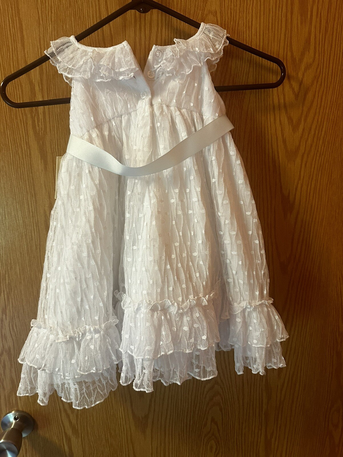 LAURA ASHLEY LONDON girls 24MOS White Lace Portrait Sleeveless Dress BIN 31