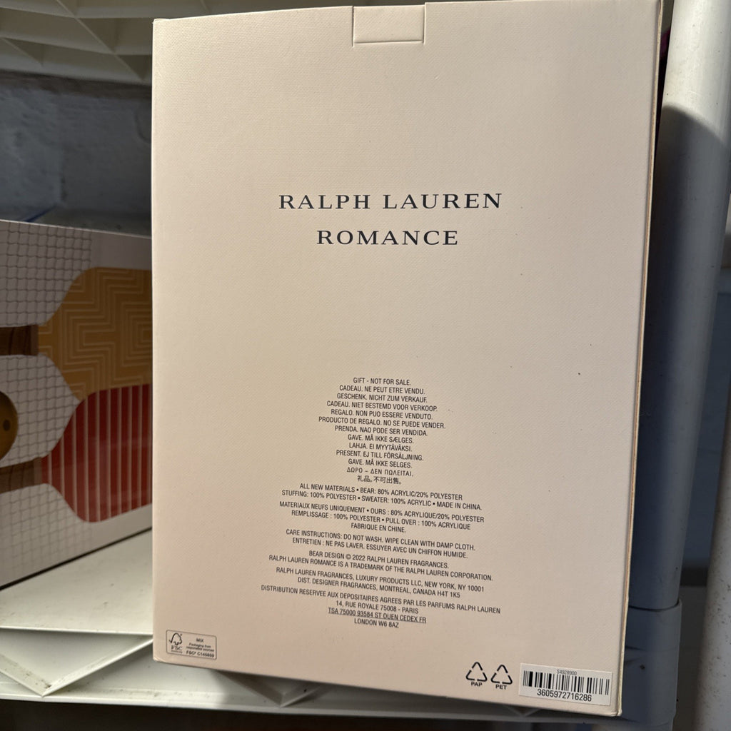 2022 Ralph Lauren The ROMANCE BEAR Plush Teddy Bear wearing Pink Sweater   SHE 21