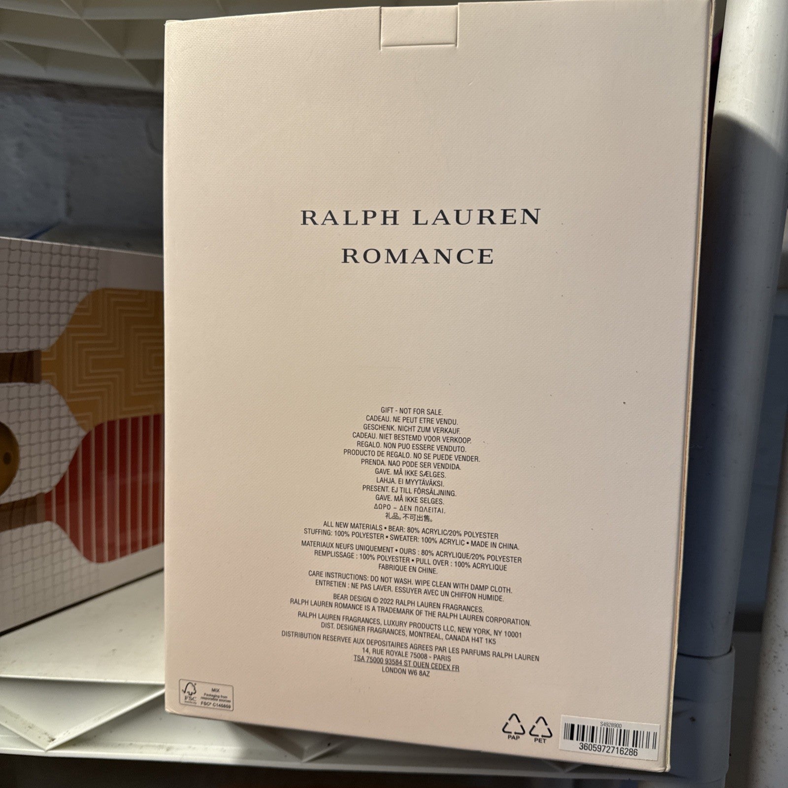 2022 Ralph Lauren The ROMANCE BEAR Plush Teddy Bear wearing Pink Sweater   SHE 21