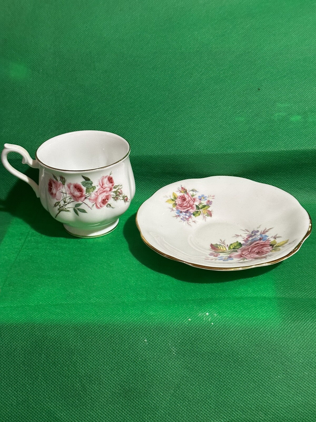 CLARE Bone China Made in England White Floral Cup & Saucer CHN 311