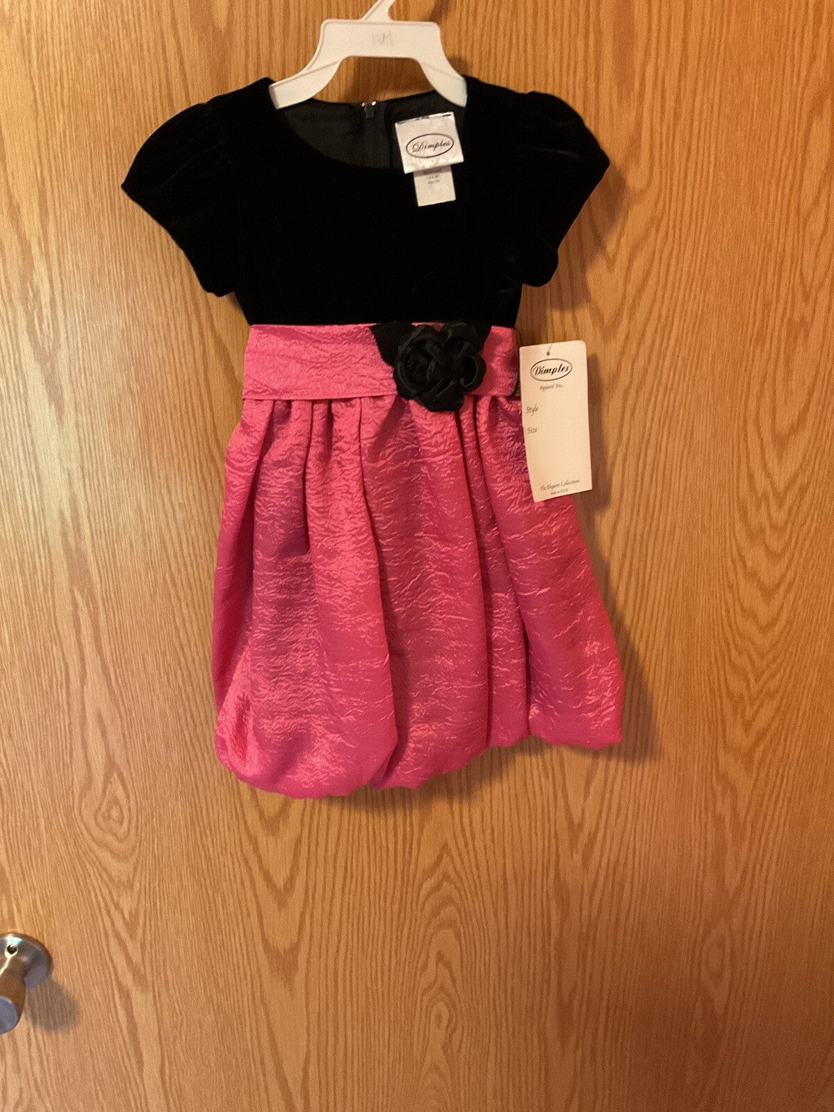 Dimples Size 12 Mo. Party Dress Black Velvet With Pink Skirt BIN 61