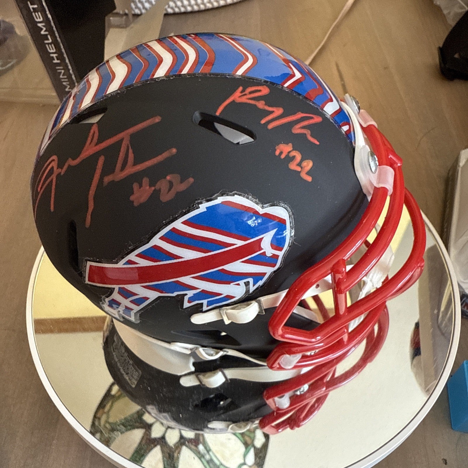 Fred Jackson/Ray Davis “ZUBAZ”Custom Signed Buffalo Bills Mini Helmet TSE Cert1