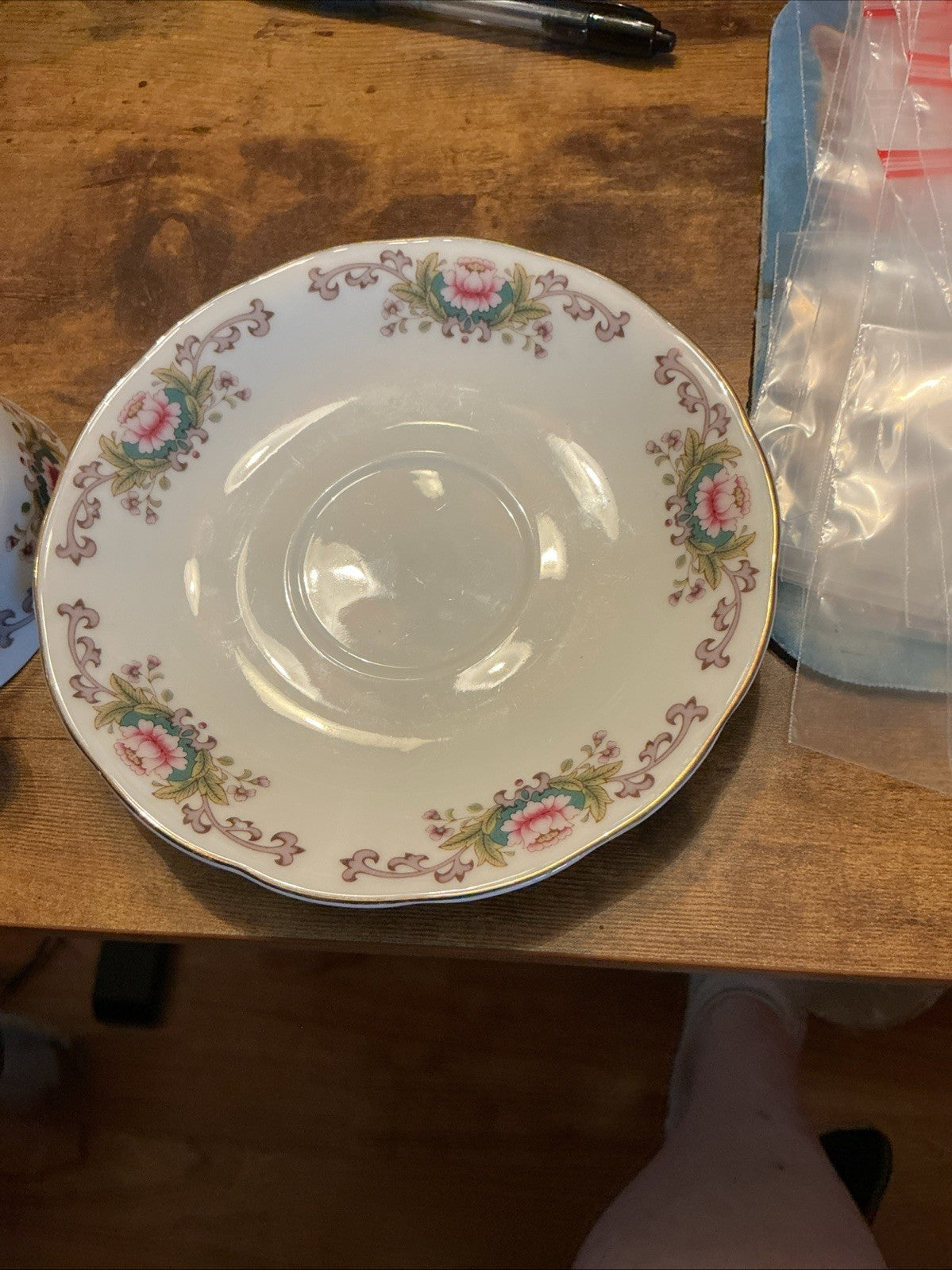 Nanjing Pagoda Lotus Flower Teacup and Saucer. CHN 111