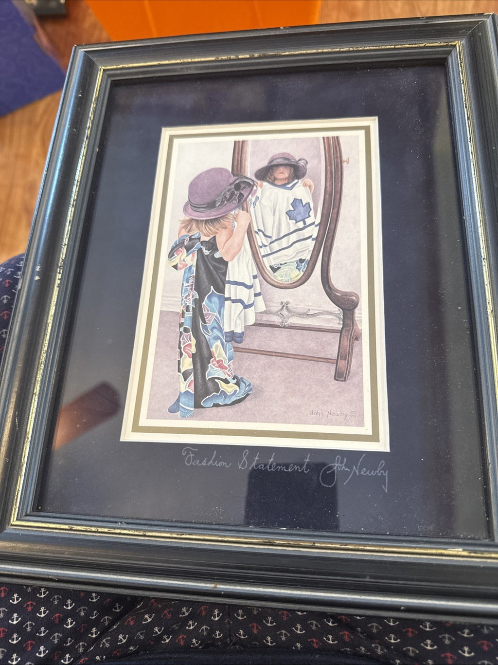 John Newby Print “Fashion Statement"  Dressing In Mirror Framed Signed BIN 230