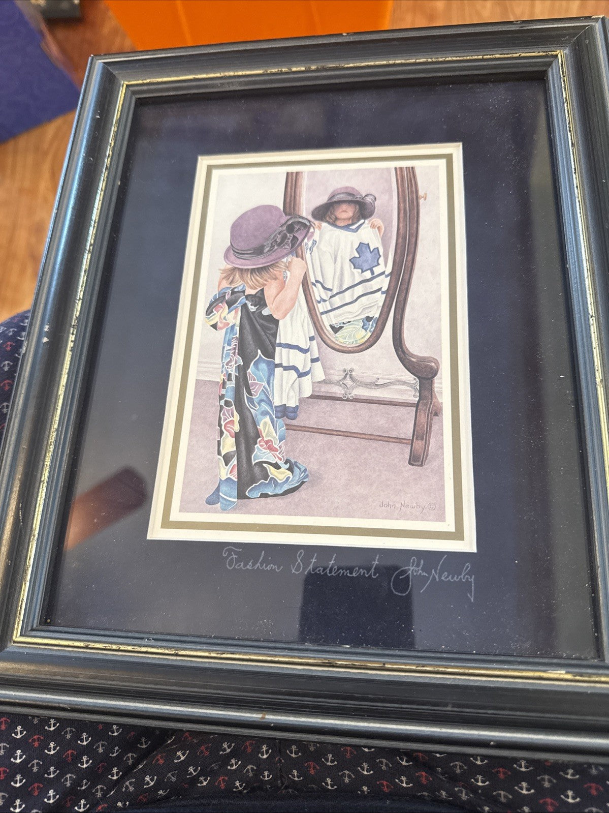 John Newby Print “Fashion Statement"  Dressing In Mirror Framed Signed BIN 230