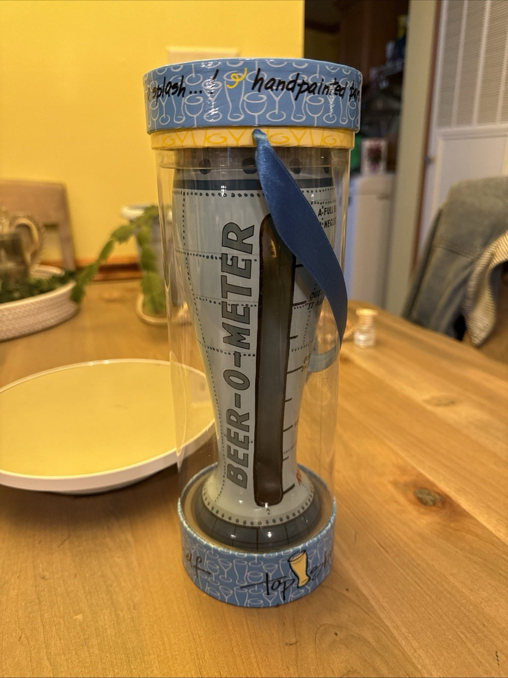 TOP SHELF PILSNER BEER GLASS “BEER-O-METER” HANDPAINTED SHE MLM1