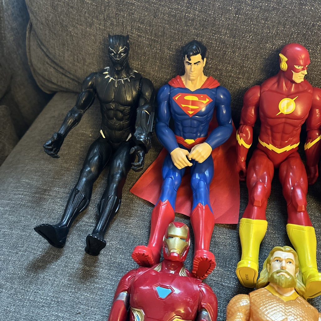 Marvel & DC Comics Figures Lot Of (8) 11-12" Hasbro Superman, Aquaman, SEE PIC3
